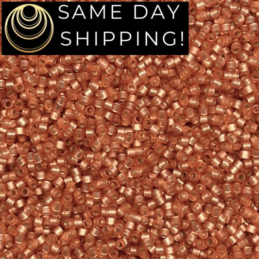 DB2172 SAME DAY SHIPPING! 1 Gram up to 20 Grams Miyuki 11/0 Delica Beads Duracoat Silver Lined Rose Copper -Free Container!