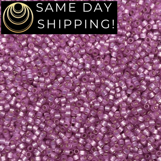 DB2180 SAME DAY SHIPPING! 1 Gram up to 20 Grams Miyuki 11/0 Delica Beads Duracoat Semi-Frosted Silver Lined Dyed Orchid -Free Container!