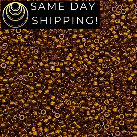 DB505 SAME DAY Shipping! 1 Gram up to 20 Grams Miyuki 11/0 Delica Beads 24kt Gold Plated Opaque Dark Yellow Gold DB0505-Free Container!