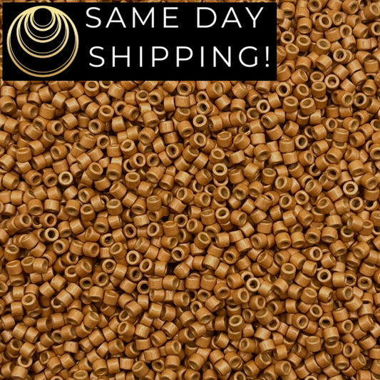 DB1833F SAME DAY SHIPPING! 1 Gram up to 20 Grams Miyuki 11/0 Delica Beads Duracoat Galvanized Matte Yellow Gold -Free Container!