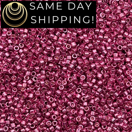 DB1840 SAME DAY SHIPPING! 1 Gram up to 20 Grams Miyuki 11/0 Delica Beads Duracoat Galvanized Hot Pink -Free Container!