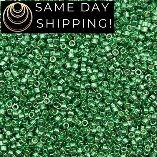 DB1844 SAME DAY SHIPPING! 1 Gram up to 20 Grams Miyuki 11/0 Delica Beads Duracoat Galvanized Dark Mint Green -Free Container!