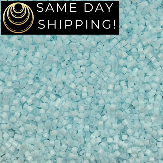 DB1859 SAME DAY SHIPPING! 1 Gram-20 Grams Miyuki 11/0 Delica Beads Silk Inside Dyed Frozen Blue -Free Container!