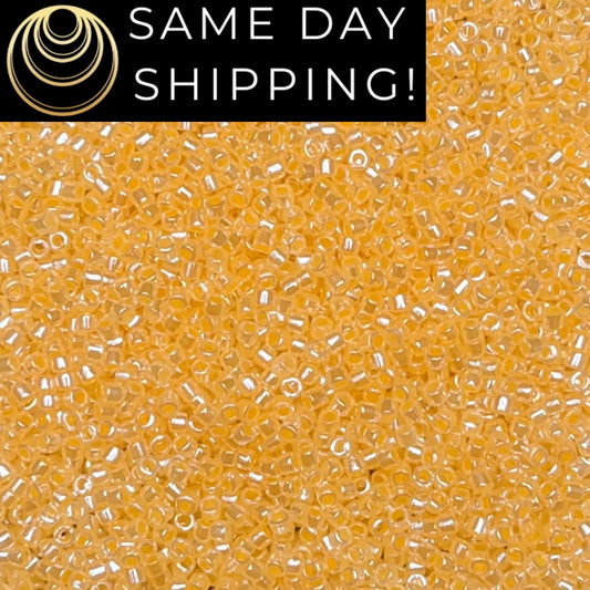 DB0233 SAME DAY SHIPPING! 1 Gram-20 Grams Miyuki 11/0 Delica Beads Lined Crystal Orange Cream Ceylon Luster DB233 -Free Container!