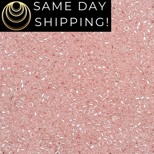 DB0234 SAME DAY SHIPPING! 1 Gram-20 Grams Miyuki 11/0 Delica Beads Crystal Pastel Pink Ceylon Luster  DB234 -Free Container!