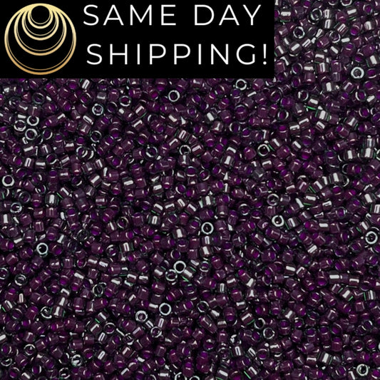 DB0279 SAME DAY SHIPPING! 1 Gram-20 Grams Miyuki 11/0 Delica Beads Lined Eggplant Luster DB279 -Free Container!