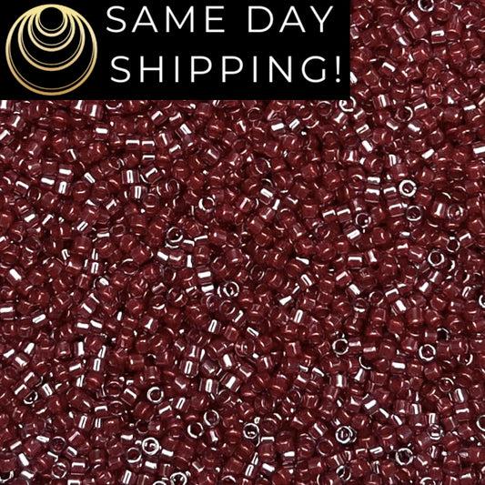DB0280 SAME DAY SHIPPING! 1 Gram-20 Grams Miyuki 11/0 Delica Beads Cranberry Lined Crystal Luster DB280 -Free Container!