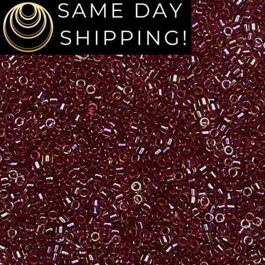 DB282 SAME DAY SHIPPING! 1 Gram-20 Grams Miyuki 11/0 Delica Beads Cranberry Lined Light Topaz Luster DB0282 -Free Container!