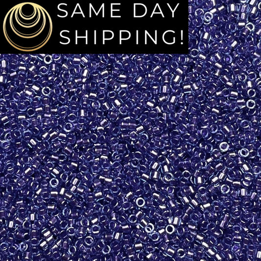 DB284 SAME DAY Shipping! 1 Gram-20 Grams Miyuki 11/0 Delica Beads Purple Lined Aqua Luster -Free Container! DB0284 DB-284