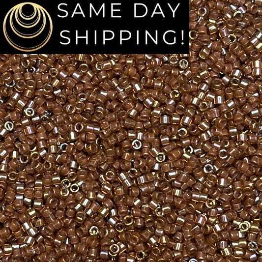 DB287 SAME DAY Shipping! 1 Gram-20 Grams Miyuki 11/0 Delica Beads Cinnamon Lined Topaz Luster -Free Container! DB0287 DB-287