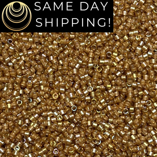 DB288 SAME Day Shipping! 1 Gram-20 Grams Miyuki 11/0 Delica Beads White Lined Saffron AB -Free Container! DB0288 DB-288