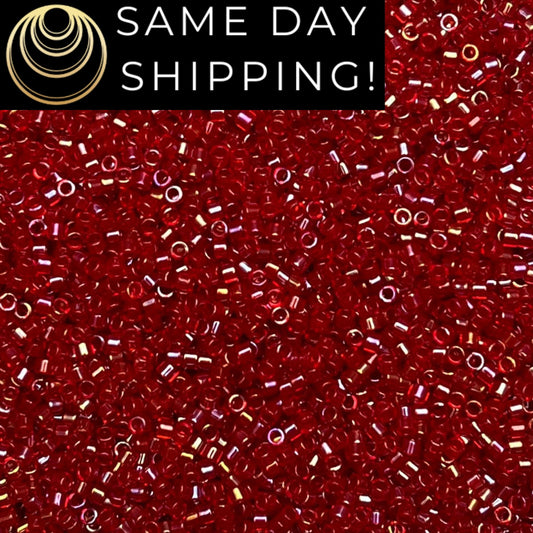 DB295 Same Day Shipping! 1 Gram up to 20 Grams Miyuki 11/0 Delica Beads Red Lined AB -Free Container! DB0295 DB-295