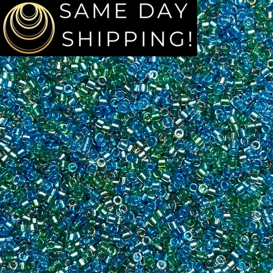 DB985 Same Day Shipping! 1 Gram-20 Grams Miyuki 11/0 Delica Beads Sparkling Lined Caribbean Mix -Free Container! DB0985 DB-985