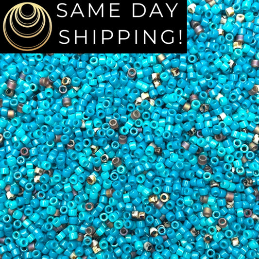 ABCMIX1 (5 Grams-20 Grams) Miyuki 11/0 Delica Beads Blue Turquoise Mix! Exclusive Artifact Bead Company Mix! Same Day Shipping!