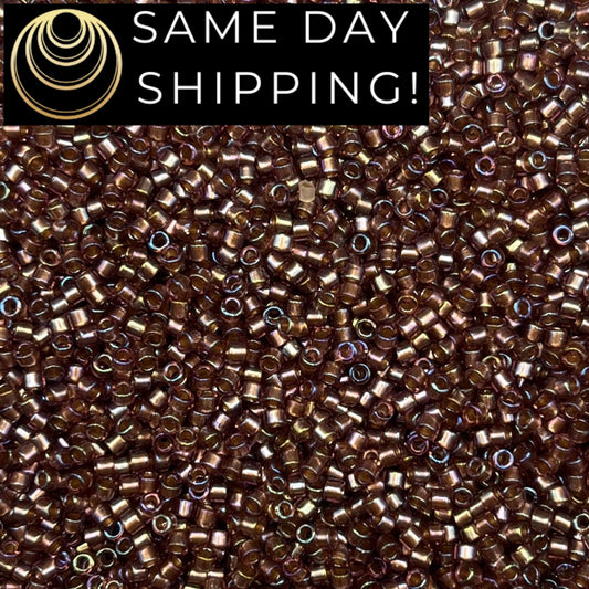 DB1759 SAME DAY SHIPPING! 1 Gram up to 20 Grams Miyuki 11/0 Delica Beads Sparkling Beige Lined Amethyst Luster -Free Container!