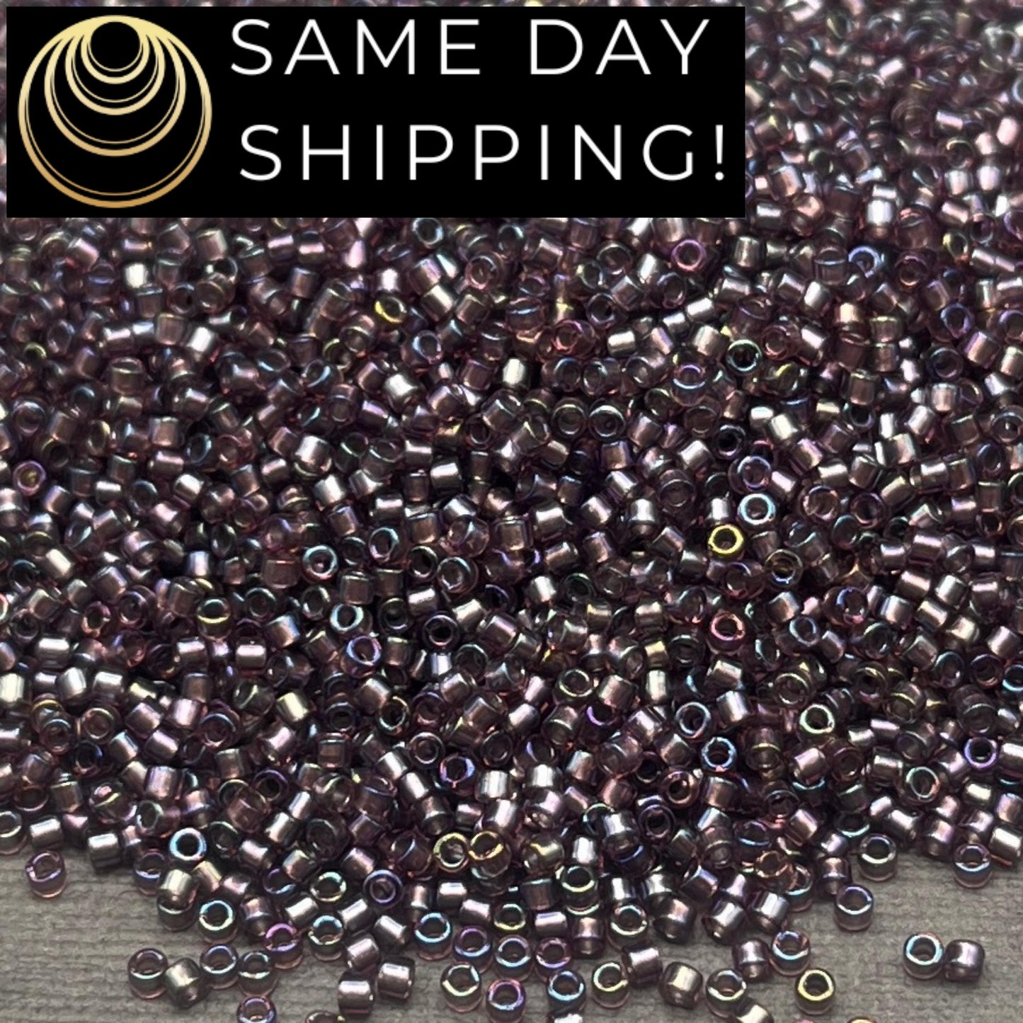 DB1760 11/0 Miyuki Delica Beads Sparkling Lined Smoky Amethyst AB