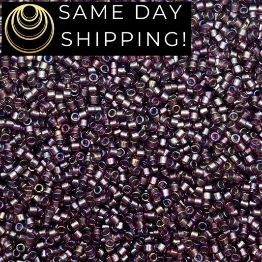 DB1760 SAME DAY Shipping! 1 Gram up to 20 Grams Miyuki 11/0 Delica Beads Sparkling Lined Smoky Amethyst AB -Free Container!