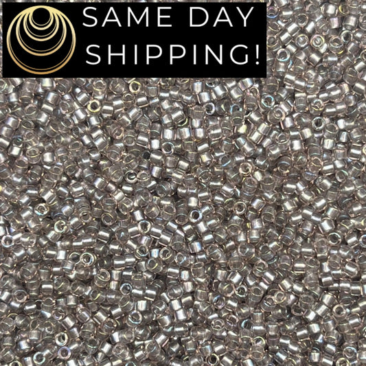 DB1772 SAME DAY Shipping! 1 Gram up to 20 Grams Miyuki 11/0 Delica Beads Sparkling Pewter Lined Crystal AB -Free Container!