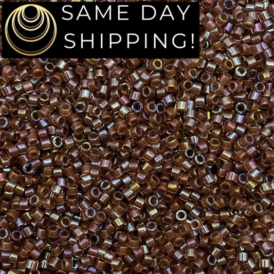 DB1732 SAME DAY Shipping! 1 Gram up to 20 Grams Miyuki 11/0 Delica Beads Cocoa Lined Crystal AB -Free Container!