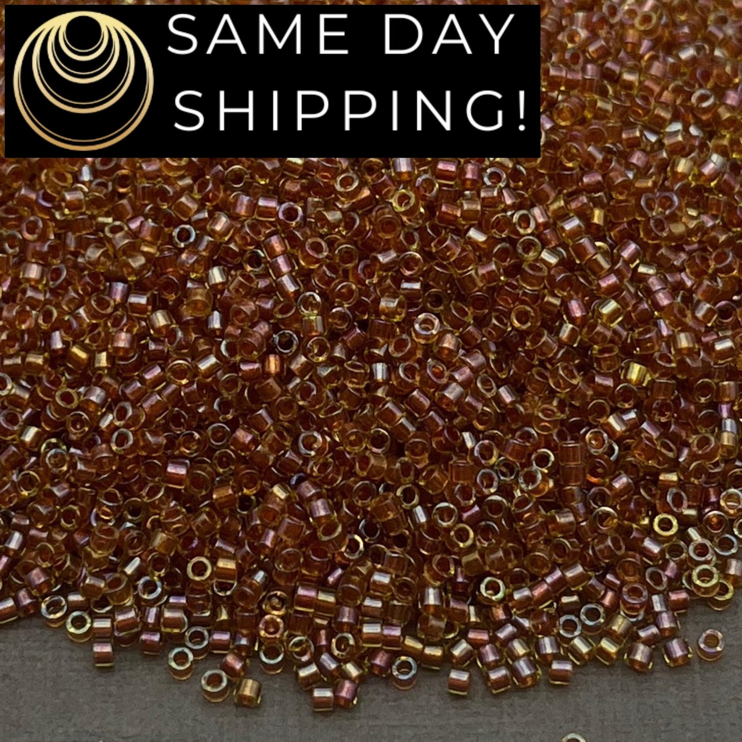 DB1735 SAME DAY SHIPPING! 1 Gram up to 20 Grams Miyuki 11/0 Delica Beads Sparkling Dark Topaz Lined Chartreuse Luster -Free Container!