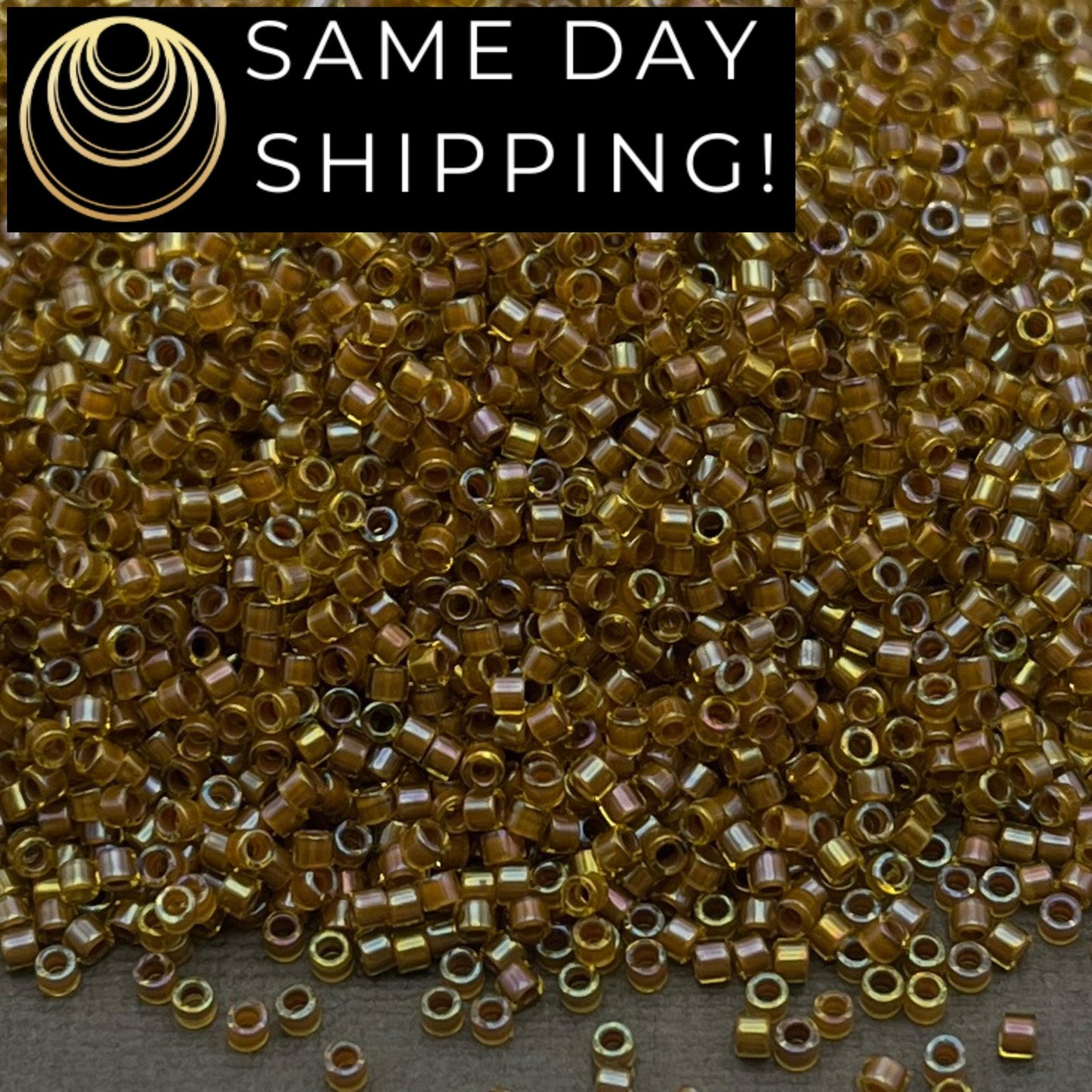 DB1738 SAME DAY SHIPPING! 1 Gram up to 20 Grams Miyuki 11/0 Delica Beads Cocoa Lined Chartreuse Luster -Free Container!