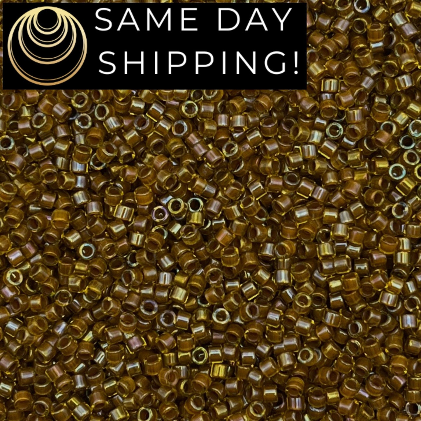 DB1738 SAME DAY SHIPPING! 1 Gram up to 20 Grams Miyuki 11/0 Delica Beads Cocoa Lined Chartreuse Luster -Free Container!