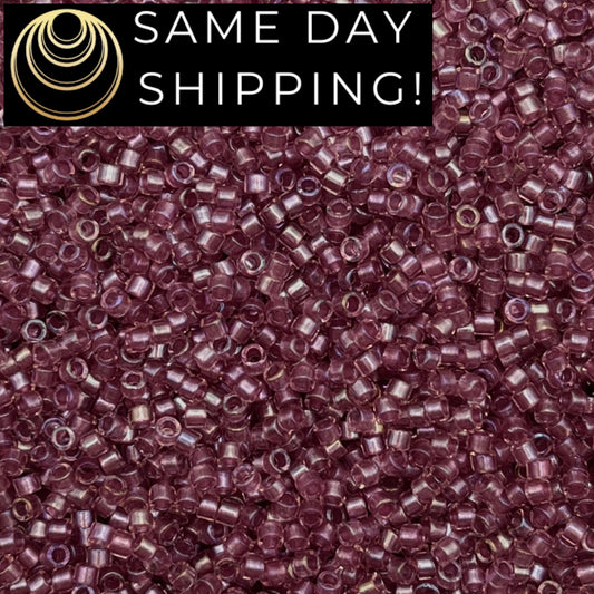 DB1745 SAME DAY Shipping! 1 Gram up to 20 Grams Miyuki 11/0 Delica Beads Sparkling Antique Rose Lined Crystal AB-Free Container!