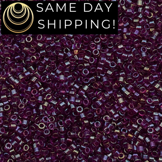 DB1747 SAME DAY Shipping! 1 Gram up to 20 Grams Miyuki 11/0 Delica Beads Fuchsia Lined Amethyst AB -Free Container!