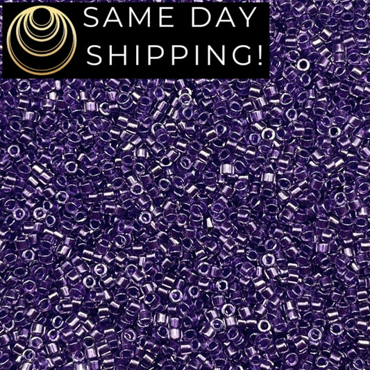 DB0906 SAME DAY SHIPPING! 1 Gram up to 20 Grams Miyuki 11/0 Delica Beads Sparkling Purple Lined Crystal-Free Container!