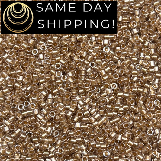 DB0907 SAME DAY SHIPPING! 1 Gram up to 20 Grams Miyuki 11/0 Delica Beads Sparkling Beige Lined Crystal DB907 -Free Container!