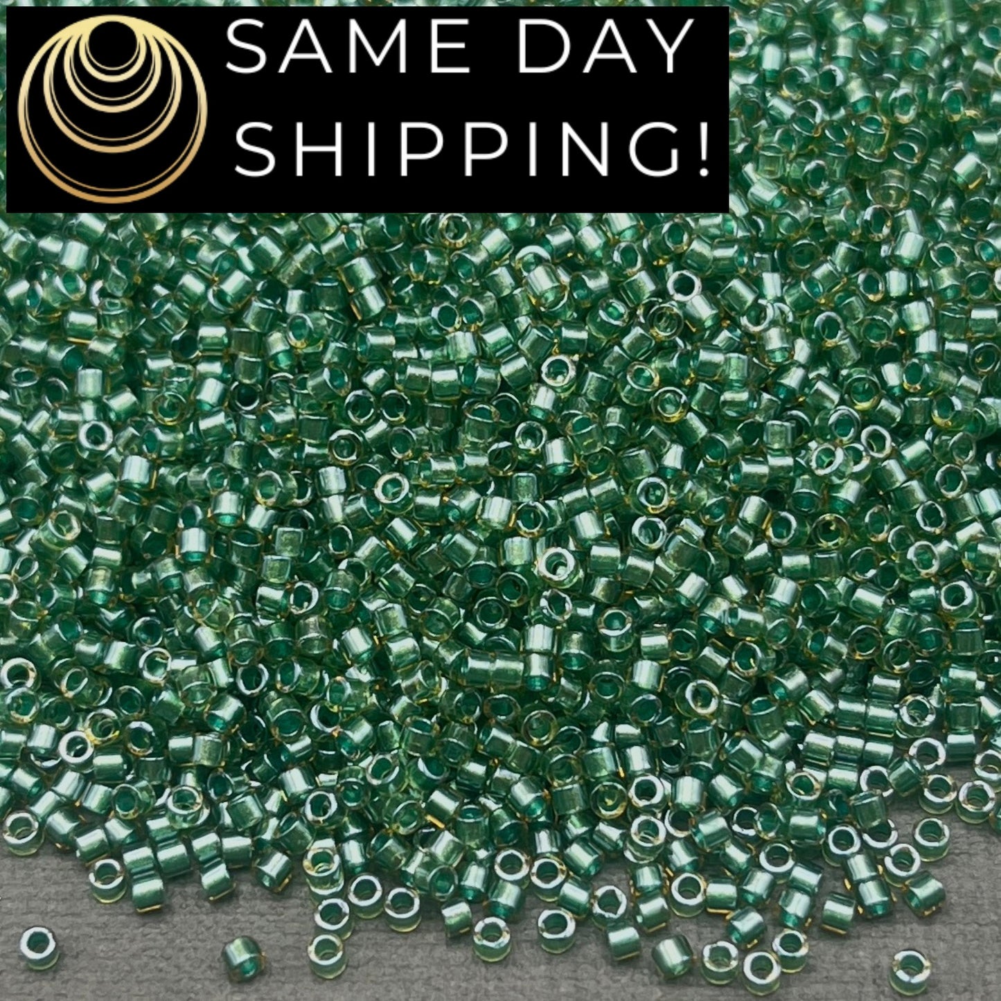 DB0917 SAME DAY SHIPPING! 1 Gram up to 20 Grams Miyuki 11/0 Delica Beads Sparkling Turquoise Green Lined Topaz DB917 -Free Container!