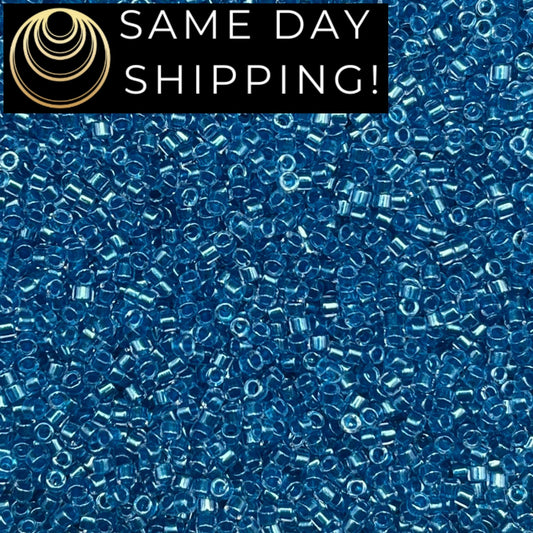 DB0920 SAME DAY SHIPPING! 1 Gram up to 20 Grams Miyuki 11/0 Delica Beads Sparkling Cerulean Blue Lined Crystal DB920 -Free Container!