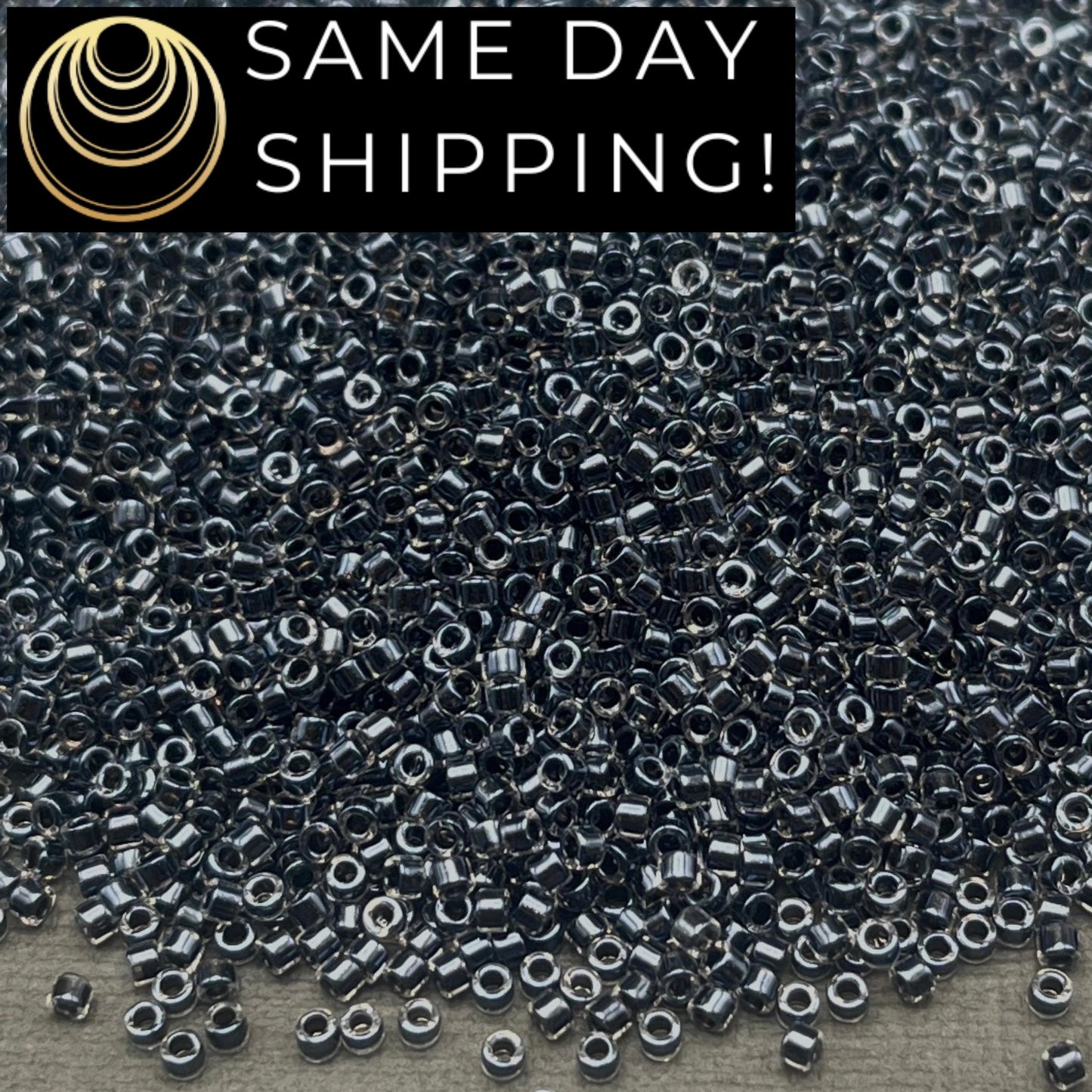 DB0925 SAME DAY SHIPPING! 1 Gram up to 20 Grams Miyuki 11/0 Delica Beads Sparkling Charcoal Lined Crystal DB925 -Free Container!
