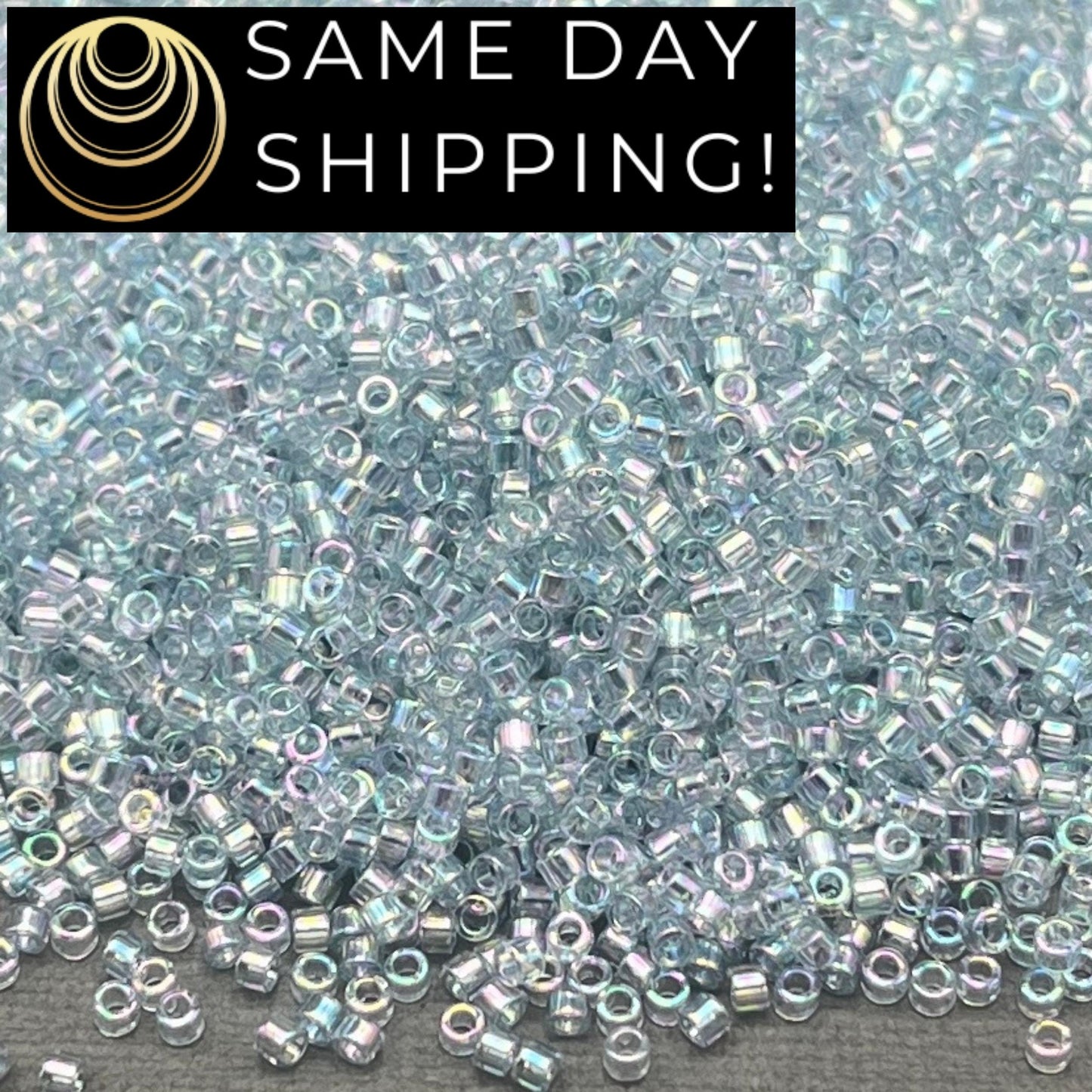 DB0110 SAME DAY Shipping! 1 Gram up to 20 Grams Miyuki 11/0 Delica Beads Light Gray Blue Transparent Luster AB DB110 -Free Container!