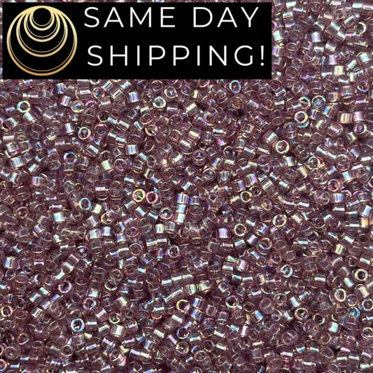 DB0173 SAME DAY Shipping! 1 Gram up to 20 Grams Miyuki 11/0 Delica Beads Transparent Smoky Amethyst AB DB173 -Free Container!