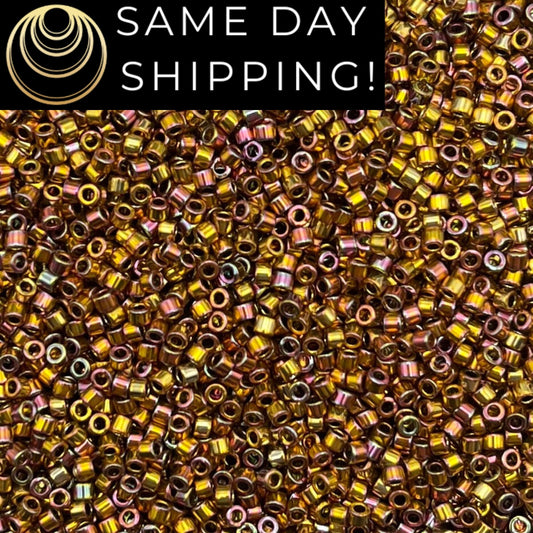 DB507 SAME DAY SHIPPING! 1 Gram up to 20 Grams Miyuki 11/0 Delica Beads 24kt Pink Gold Iris DB0507 -Free Container!