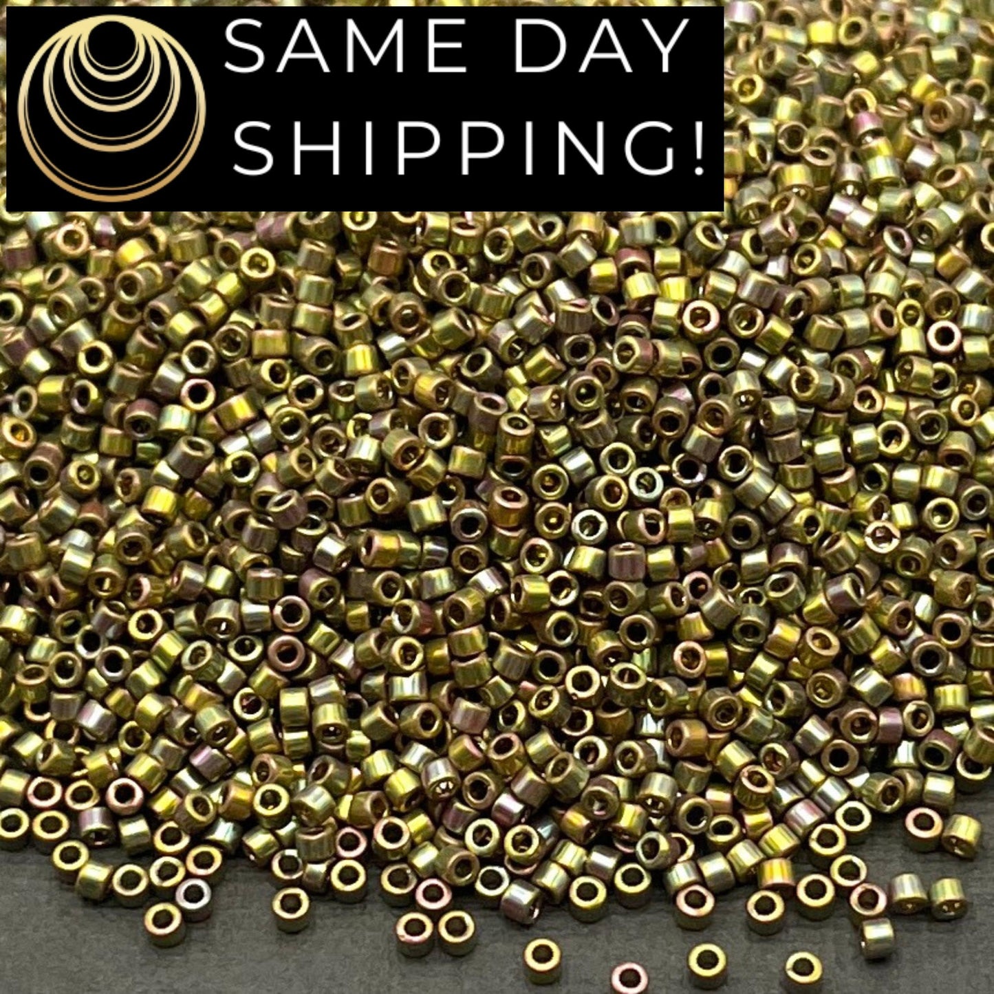 DB508 SAME DAY SHIPPING! 1 Gram up to 20 Grams Miyuki 11/0 Delica Beads 24kt Green Gold Iris DB0508 -Free Container!