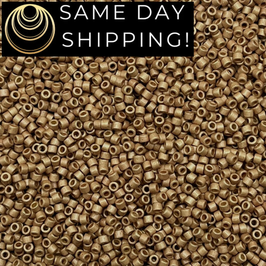 DB1834F SAME DAY SHIPPING! 1 Gram up to 20 Grams Miyuki 11/0 Delica Beads Duracoat Galvanized Matte Champagne-Free Container!