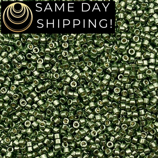 DB1845 SAME DAY SHIPPING! 1 Gram up to 20 Grams Miyuki 11/0 Delica Beads Duracoat Galvanized Sea Green -Free Container!