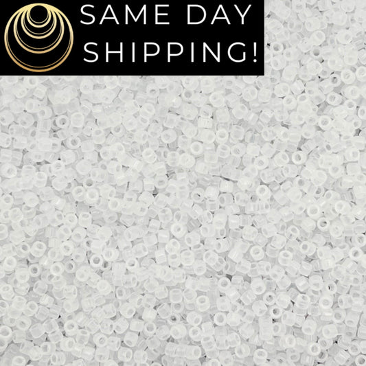 DB220 SAME DAY SHIPPING! 1 Gram-20 Grams Miyuki 11/0 Delica Beads White Opal -Free Container!