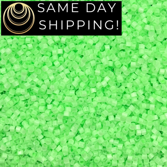 DB1858 SAME DAY SHIPPING! 1 Gram-20 Grams Miyuki 11/0 Delica Beads Silk Inside Dyed Mint Green -Free Container!