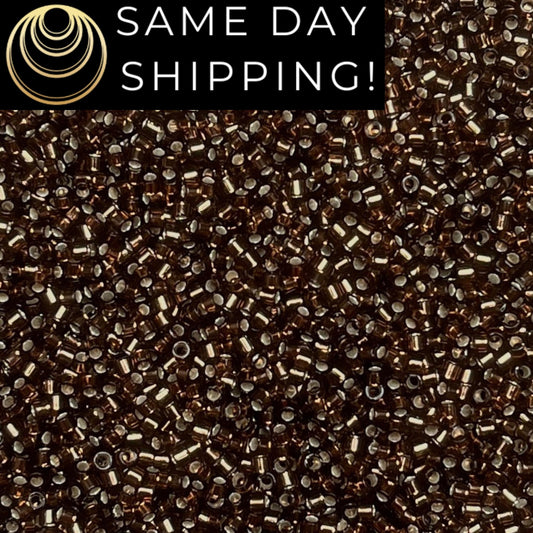 DB0150 SAME DAY SHIPPING! 1 Gram up to 20 Grams Miyuki 11/0 Delica Beads Silver Lined Root Beer DB150 -Free Container!
