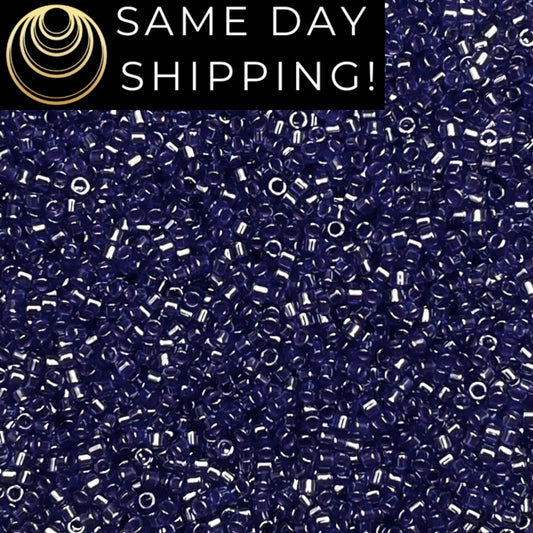 DB0277 SAME DAY SHIPPING! 1 Gram-20 Grams Miyuki 11/0 Delica Beads Transparent Cobalt Blue Luster DB277 -Free Container!