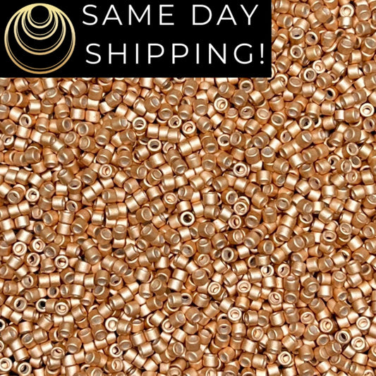 DB1152 SAME DAY SHIPPING! 1 Gram up to 20 Grams Miyuki 11/0 Delica Beads Galvanized Semi-Matte Gold Champagne -Free Container!