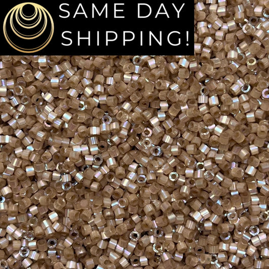 DB1862 (1 Gram -20 Grams) Miyuki Size 11/0 Delica Beads Silk Inside Dyed Sand Dune-Free Container! Same Day Shipping! DB1862 DB-1862