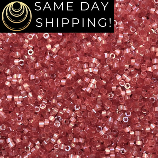 DB1865 (1 Gram -20 Grams) Miyuki Size 11/0 Delica Beads Berry Lined Silk AB-Free Container! Same Day Shipping! DB-1865