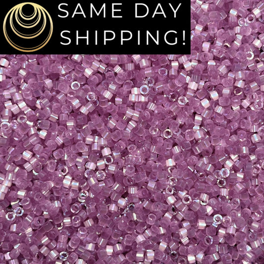 DB1866 (1 Gram -20 Grams) Miyuki Size 11/0 Delica Beads Silk Inside Dyed Orchid AB-Free Container! Same Day Shipping! DB-1866