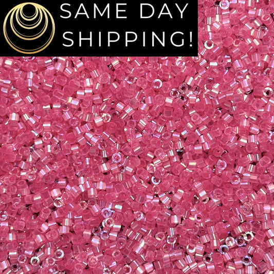 DB1867 (1 Gram -20 Grams) Miyuki Size 11/0 Delica Beads Silk Inside Dyed Rose AB-Free Container! Same Day Shipping! DB-1867