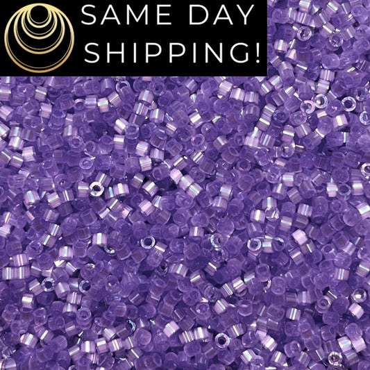 DB1868 (1 Gram -20 Grams) Miyuki Size 11/0 Delica Beads Silk Inside Dyed Lilac AB-Free Container! Same Day Shipping! DB-1868