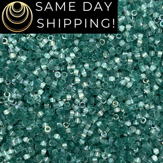 DB1870 (1 Gram -20 Grams) Miyuki Size 11/0 Delica Beads Silk Inside Dyed Emerald AB-Free Container! Same Day Shipping! DB-1870